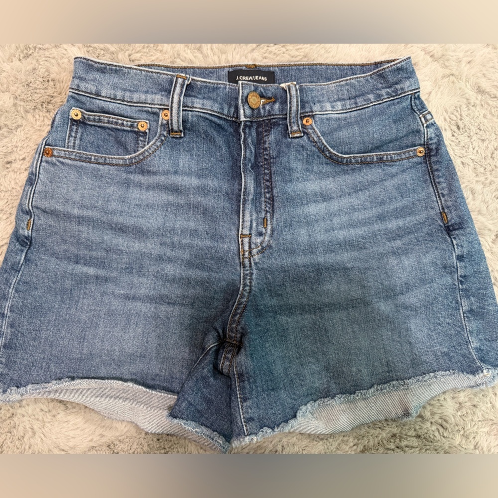 J. Crew High-Rise Light and Dark Blue Denim Shorts